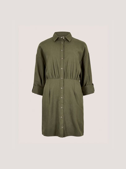 Fitted Twill Shirt Mini Dress