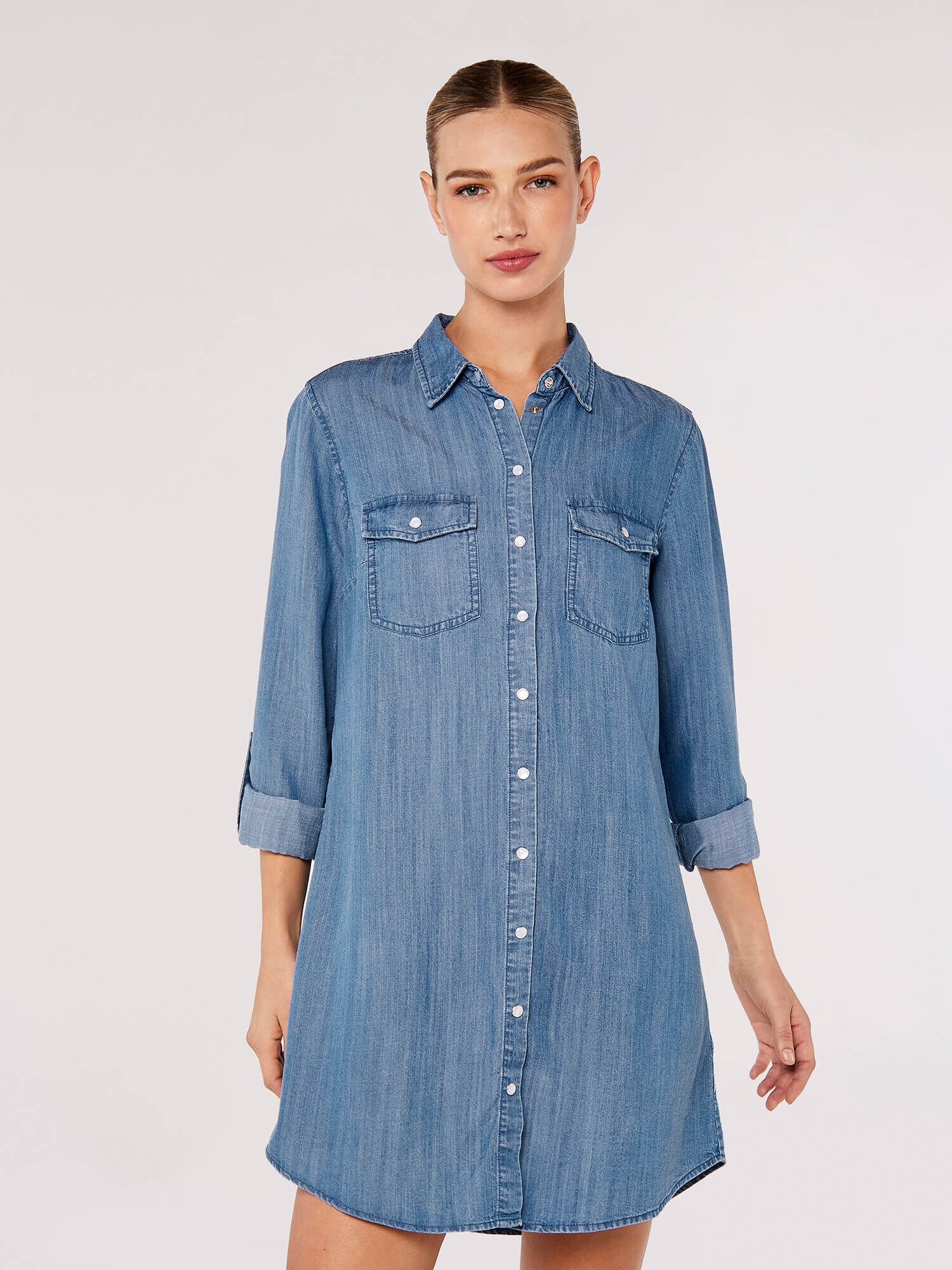 Mini Robe Chemise En Jean Vetements Apricot