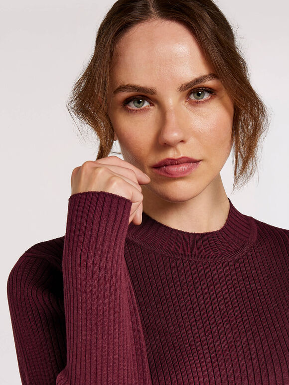 Bodycon Midi Dress, Burgundy, large
