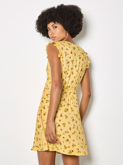 Vintage Floral Ruffle Mini Dress