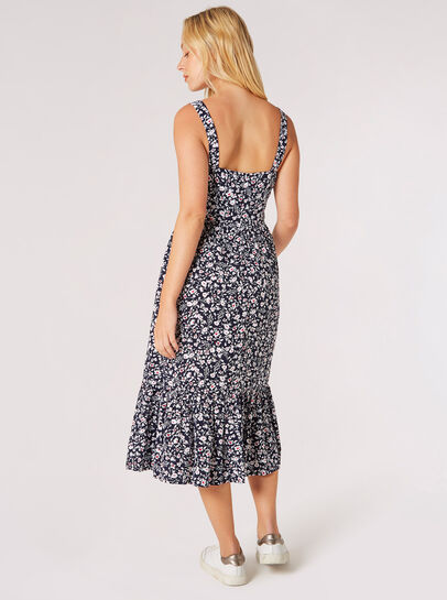 Mono Floral Midi Dress