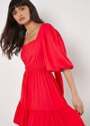 Chevron Texture Cut-Out Mini Dress, Red, large