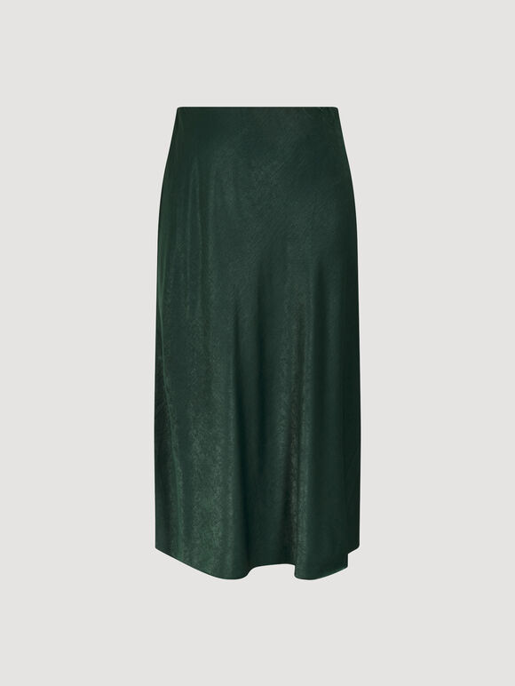 Curve Satin Bias Midi Skirt, Green, large
