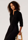 Robe mi-longue chemise utilitaire, noir, grand