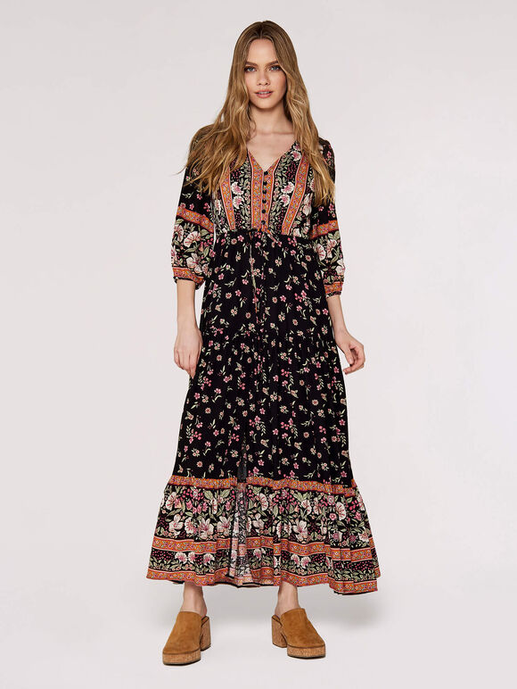Vintage Blossom Midaxi Dress, Black, large
