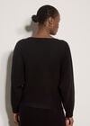 Ribbed Knit Batwing Jumper, Black, large