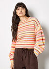 Multicoloured Stripe Soft Jumper, Red, large