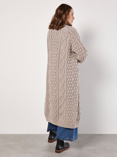 Chunky Cable Knit Longline Cardigan