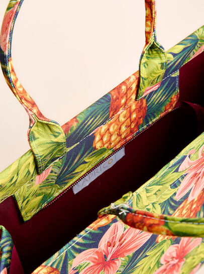 Tropical  Print Cotton Fabric Bag