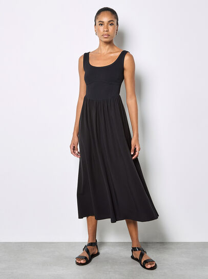 Jersey Bodice Midi Dress