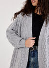 Chunky Cable Knit Longline Cardigan, Grey, large