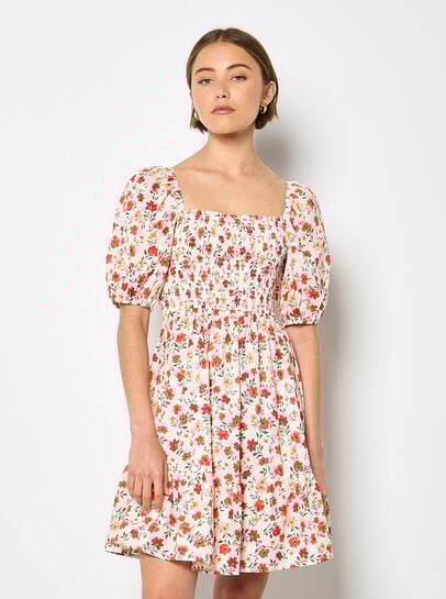 Floral Cotton Poplin Mini Dress