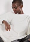 Stud Star Batwing Tunic Jumper, White, large