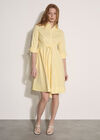 Cotton Stripe Shirt Mini Dress, Yellow, large