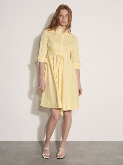 Cotton Stripe Shirt Mini Dress