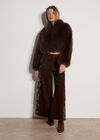 Luxe Faux Fur Short Jacket, Brown, large