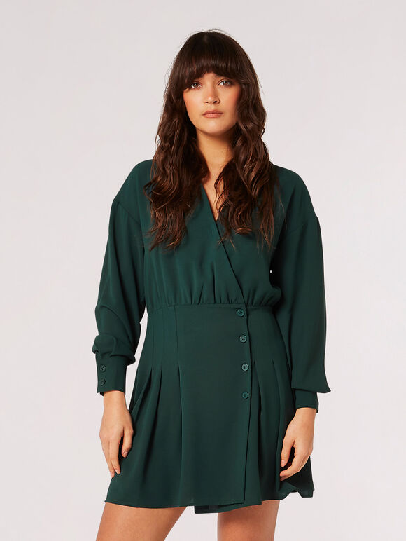 Mini-robe chemise portefeuille, Vert, grand
