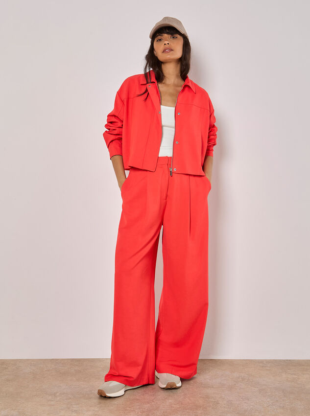 Soft Tailored Cropped Jacket, Red, large