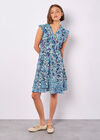 Ditsy Floral Ruffle Mini Dress, Blue, large