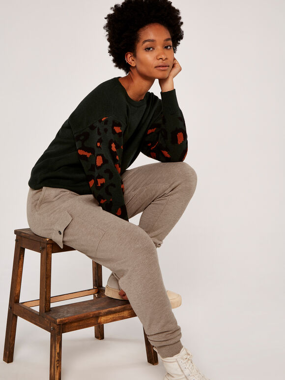 Knitted Cargo Jogger, Stone, large