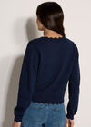 Scallop Hem Cardigan, Navy, large
