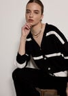 Monochrome Stripe Oversized Cardigan, Black, large