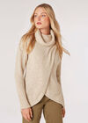 Roll Neck Slub Wrap Jumper, Stone, large