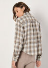 Cropped Check Shirt, Cream, large