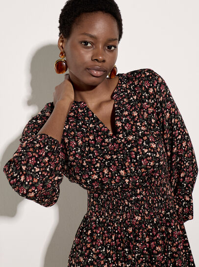 Ditsy Floral Crepe Midi Dress