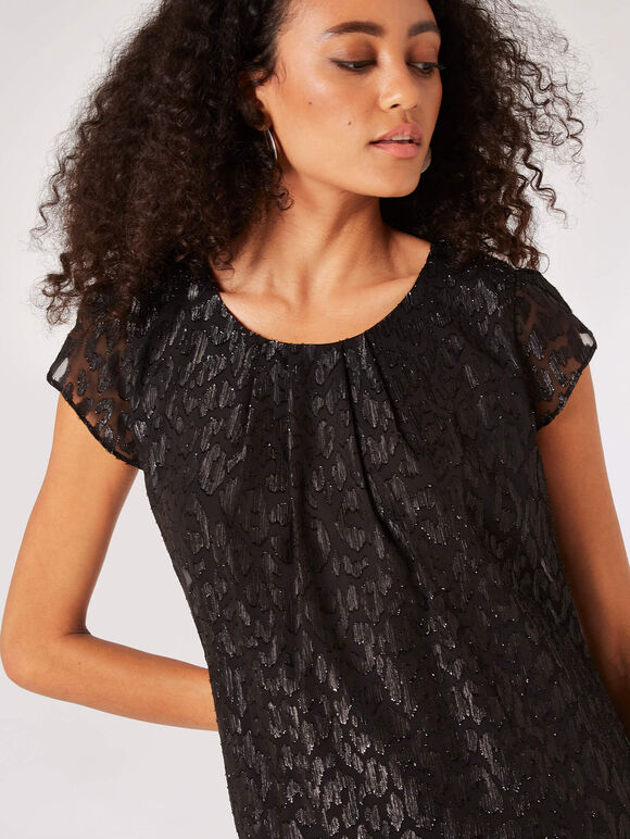 Animal Lurex Jacquard Top, Black, large