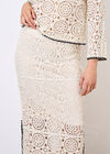 Crochet Circles Midi Skirt, Stone, large