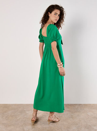 Tie Detail Milkmaid Midaxi Dress
