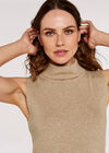 Roll Neck  Knitted Top, Stone, large