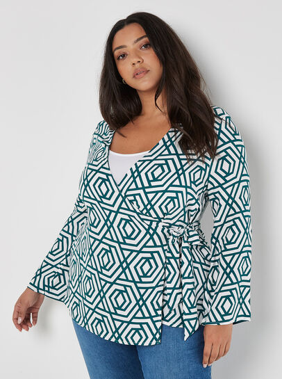Curve Geo Print Wrap Top