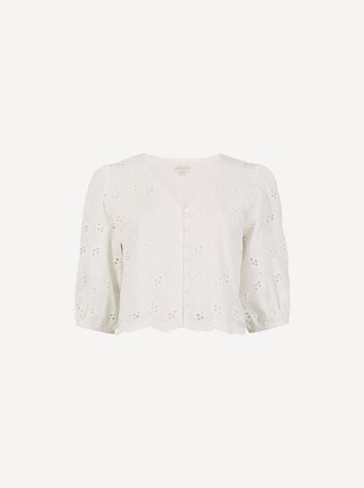 Daisy Broderie Anglaise Button Top