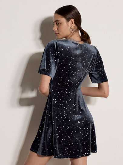 Silver Foil Star Velvet Mini Dress