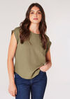 Button Back T-Shirt, Khaki, large