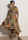 Bloom Patchwork Tiered Dress, Khaki, large