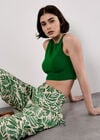 Tropical Leaf Print Tapered Joggers, Green, large