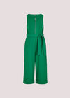 Zip Front Culotte Jumpsuit, Green, large