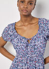 Watercolour Floral Milkmaid Midi Dress, Purple, large