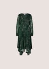 Leopard Print Chiffon Midi Dress, Khaki, large