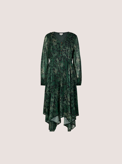 Leopard Print Chiffon Midi Dress