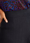 Jupe mi-longue plissée en tricot+, Noir, grand