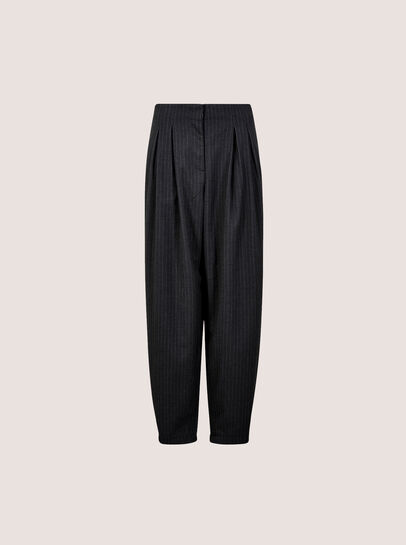 Pinstripe Wide-Leg Balloon Trousers