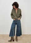 Lightweight Denim Bomber Jacket, Khaki, large