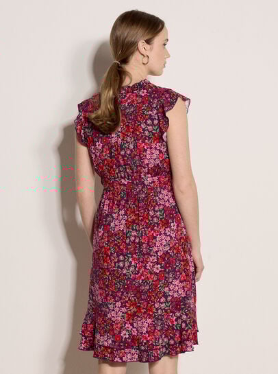 Ruffle Floral Patchwork Mini Dress