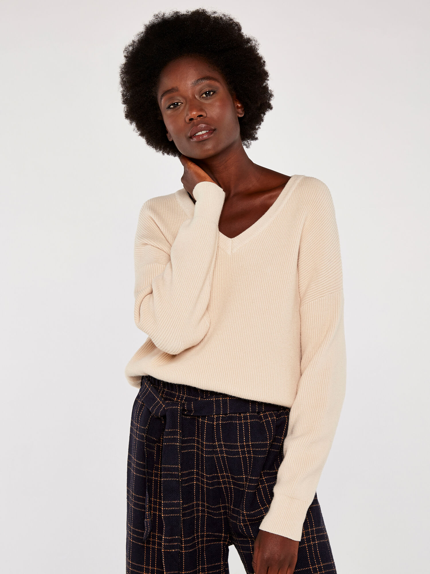 Oversized jumper v neck top