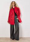 Tailored Double-Breasted Peacoat, Red, large
