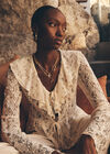Lace Ruffle Cardigan, Cream, large